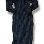 Norma Kamali Vintage 1980s  Navy Pinstripe Suit Dress Size 6 Business Photo 0
