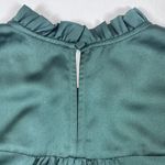 J.Crew  Tulip Sleeve Ruffleneck Blouse Lace Silky Shine Festive Green Size XXS Photo 6