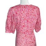 MISA Los Angeles Pink Floral Button Front Midi Dress Puff Sleeve L Made In USA Photo 10