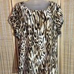 Chico's Shades of Brown Leopard Print Cap Sleeve Round Neck Top Blouse Small 1 Photo 0