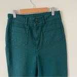 Faherty Uma High Rise Kick Crop Wide Leg Flare Cotton Pants Dark Green Size 27 Photo 1