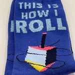 Happy Hanukkah Adult Crew Socks Dreidel Jewish Holiday Gift size 4 10 How I roll Photo 3