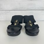 Anne Klein  Black Hadya Wedge Sandals Women's Size 7.5 Summer Going‎ Out Career Photo 2