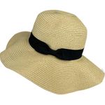 Gap Womens Packable Sun Hat Wide Brim Beige Black New Photo 2