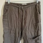 Free People 100% Linen Cargo Patchwork Pants Size Medium green taupe boho baggy Photo 5