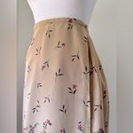 Worthington Vintage ‘00s Tan & Burgundy Floral Print Knee Length Wrap Skirt Photo 3