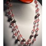 MCM Murano Wedding Cake Pink Glass Bead Necklace Vtg Designer Women’s Jewelry Photo 6