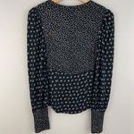 Free People Black Floral Kissin Kate Contrast Trim Long Sleeve Henley Top Photo 7