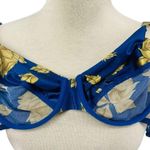 Victoria's Secret Vintage  Bra Second Skin Blue Gold Satin Size 34C Photo 5