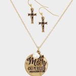 New Womens Boutique Mom Call Me Blessed Proverbs 31:28 Necklace Earrings Set Gold Photo 0