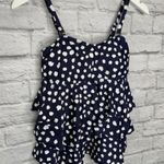 Island Escape Tiered Tankini Top Navy Blue White Dot Size 8 Underwire New Conver Photo 1