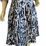 City Chic BLACK, GRAY & WHITE FLORAL AND STRIPED PRINT FULL SKATER SKIRT (20) Photo 0