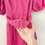 & Other Stories & Other Stories Linen Puff Sleeve Midi Dress in Magenta Pink Size 2 Photo 4