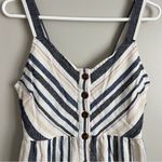 Universal Threads Universal Thread Stripe Sundress Midi Dress Blue Grey Tan Linen Preppy Small Photo 2