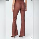 Edikted  Women's Luna Faux Leather Flare Jeans Metallic Brown Sz S Going Out Pant Photo 1