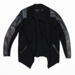 Ted Baker Hazie Felted Wool Genuine Leather Sleeves Open Front Cardigan Sweater Photo 0