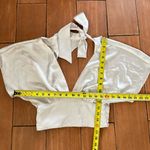 Zara RUST COLOR Satin Bow Tie V Neck Cap Sleeve Crop Top S. Tan Photo 8