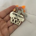 Vintage AJMC Large Halloween Cat Jack O Lantern Bat Boo Enamel Pewter Brooch Pin Silver Photo 5