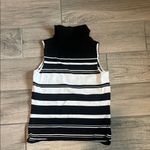 Rafaella  Black and White Fitted Ribbed Tank Top Photo 5