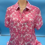 Foxcroft  Pink Floral Women's Button Down Botanical Dress Size 16 Photo 4