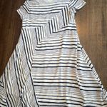 Maeve Anthropologie  Abstract Stripe Dress navy and white - Small Photo 7
