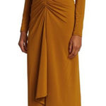 Veronica Beard  Gilbert Ruched Asymmetrical Midi Dress Antique Gold‎ Size 2 Photo 0