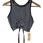 Kona Sol NWT  Bikini Top Womens L Black Longline Striped Twist Front Photo 3
