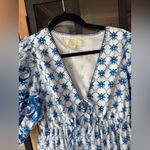 Anthropologie Block print Maxi dress vneck puff sleeve bump friendly tie front farmers market Photo 2