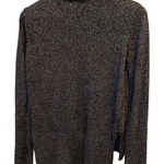 ZARA  Women Small Knit Turtleneck Brown,‎ Black & Gold Metallic Knit Sweater Photo 0
