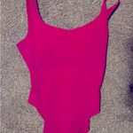 The Cove Vintage Le Women's 90s One Piece Swimsuit Hot Pink Ribbed high leg Photo 5