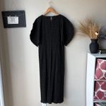 Mara Hoffman  Dress Aranza Black Smocked Puff Sleeve Pleated Midi Dress Size‎ L Photo 6