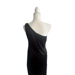 David Meister Black Satin One Shoulder Cocktail Dress Size 8 Photo 4