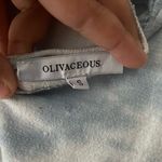 Olivaceous  Blue and White Tie Dye Open Back Long Sleeve Crop Sweatshirt Size S Photo 4