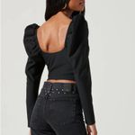 ASTR The Label Betty Puff Long Sleeve Corset Sweetheart Neck Top Black NWT Sz L Photo 1