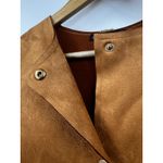 ZARA Coat Womens Cognac Suede Oversized with Faux Fur Trim Size Small Photo 3