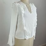 Free People  White Ruffle Long Sleeve Top Photo 1