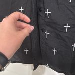 Cowgirl Hardwear Black Button Down Long Sleeve Shirt Silver Cross Pattern sz XL Photo 6