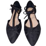 Venus Faux Suede Pointed Toe Flats Bow Shoes Ankle Straps Formal Black Size 8.5 Photo 0