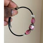 Handmade Bracelet Pink Glass Beads Crystal Accent Adjustable Beach Vacation Photo 0