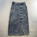 Vtg 90s Sz 12 28” Midi Denim Skirt Button Front Acid Wash Grunge Streetwear USA Blue Photo 1