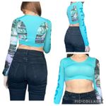 Reebok X Crossfit women’s medium long sleeve cropped activewear compression top Green Photo 1