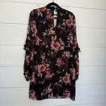 White House | Black Market  Women’s XS Black Floral Ruffle Mini Dress Tiered Photo 3