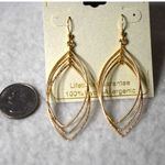 NWT Triple Teardrop 2.5" Textured Gold Tone Metal Dangle Fish Hook Earrings Photo 1
