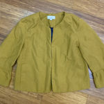 Loft  Petite Textured Open Front Cropped Jacket Bell‎ Sleeve Mustard Yellow XSP Photo 0