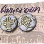 Fabulously Unique Terra Cotta Painted Button Style Clip On Earrings White Photo 0