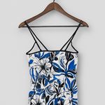 Banana Republic Floral Slip Midi Dress Blue White Linen Cotton Size 6 Tall Photo 6