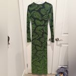 Show Me Your Mumu Lopez Palm Sparkle Stretch Dress V-neck Long Sleeve Maxi Green Photo 6