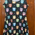Cow Cow Fit & Flare Knee Length Owl Dress Multiple Size L Photo 0