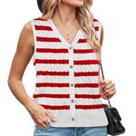 Wiholl cable knit sleeveless sweater. Pink on ivory stripes. Size Small Photo 7