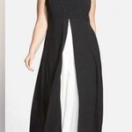 Adrianna Papell Stretch Crepe Overlay Jumpsuit Black Ivory Size 4 Photo 0